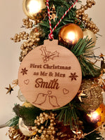 Load image into Gallery viewer, Personalised Wedding &quot;First Christmas&quot; Bauble

