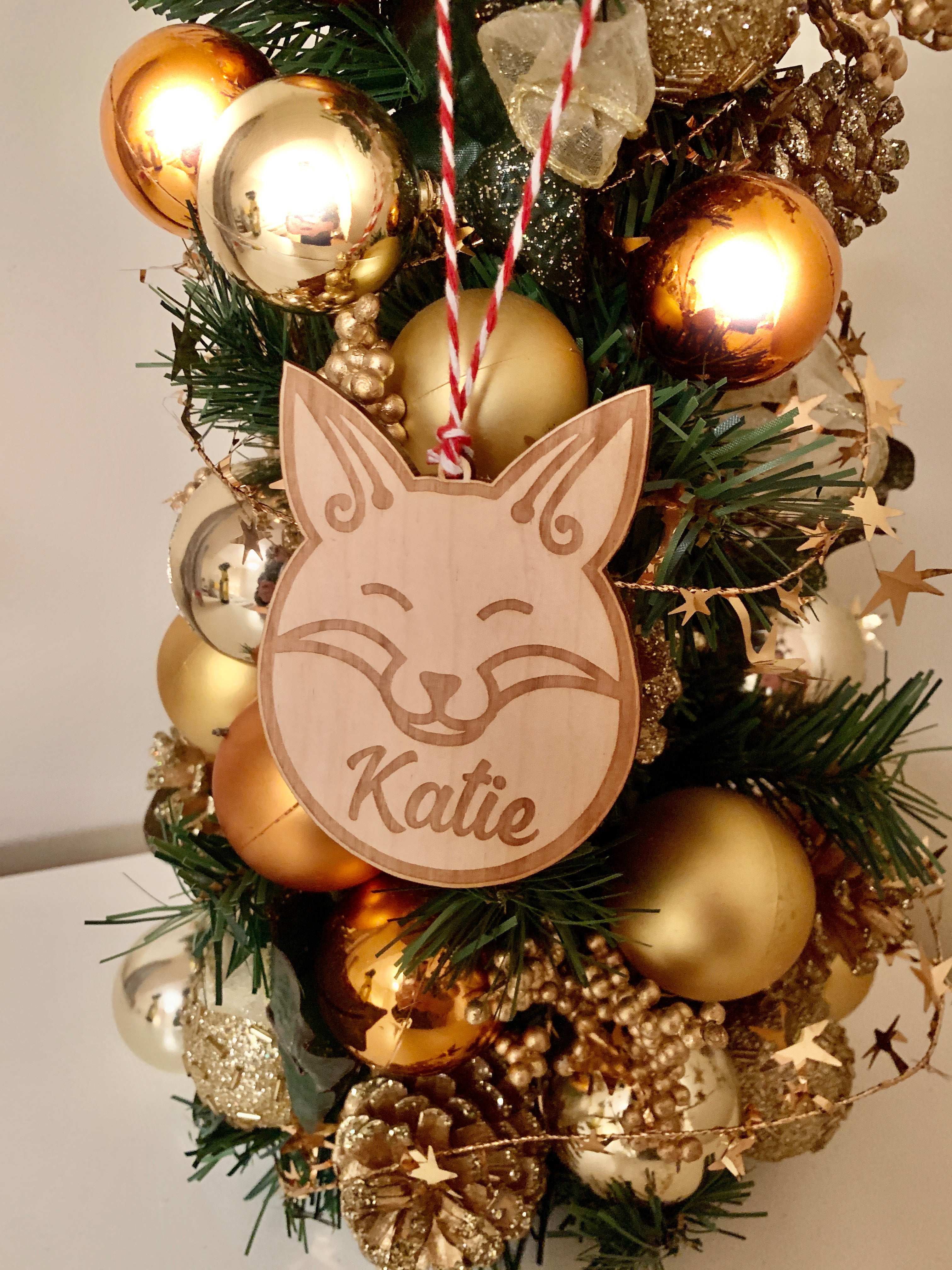 Personalised Fox Christmas Tree Decoration Bauble