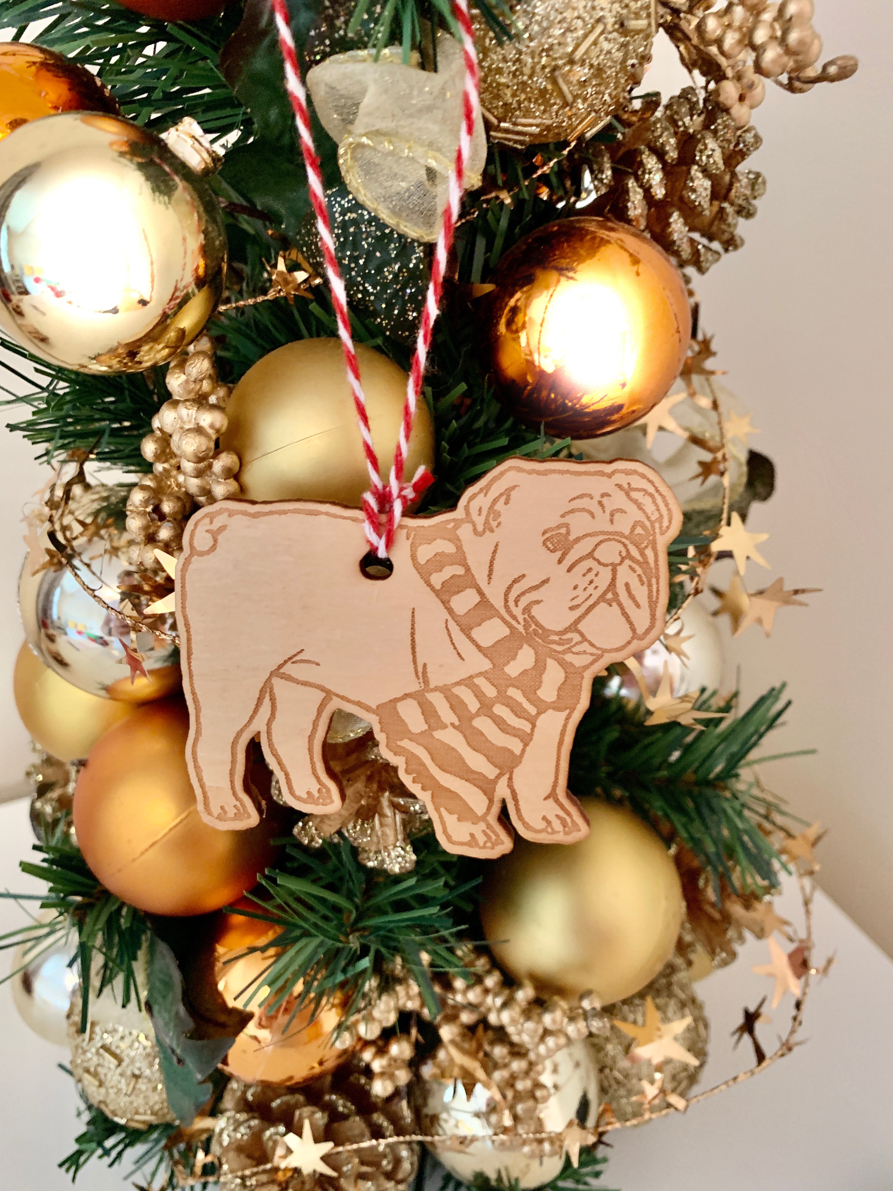 Bulldog - Personalised Dog Christmas Tree Decoration Bauble