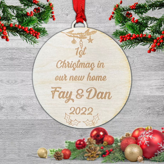Personalised New Home Gift Ornament 2023, Our first Christmas, New home bauble, Personalised Couples Gift, House warming,Christmas Gift